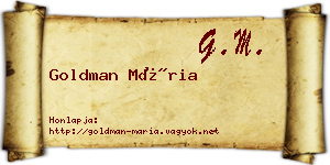 Goldman Mária névjegykártya